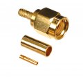 Reverse Polarity SMA (RP-SMA) Plug-Male Crimp Connector for Cable Types: AIR802 CA100, Times Microwave's LMR100A, RG174, RG188, RG188A, RG316/U, Beldon 7805, Beldon 8216, Beldon 83269, Belden 83284, Belden 84316