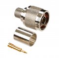 N Plug-Male Reverse Thread or Left-Hand Threaded Crimp Connector for Cable Types:  AIR802 CA400, Times Microwave LMR400, Belden 9913, Belden 7810