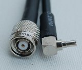 CA195 Black Antenna Cable, CRC9 Huawei Right Angle Plug-Male to RP-TNC Plug-Male, 1 Foot (30.48 cm)