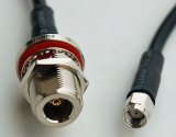 CA195 Black Antenna Cable, N Jack-Female Bulkhead to RP-SMA Plug-Male, 1 Foot (30.48 cm)