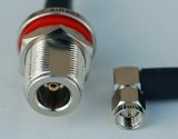 CA195 Black Antenna Cable, N Jack-Female Bulkhead to SMA Plug-Male Right Angle, 1 Foot (30.48 cm)