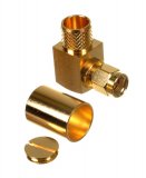 SMA Plug-Male Right Angle Crimp Connector for Cable Types: AIR802® CA600, Times Microwave LMR600®, and Similar Size Cable