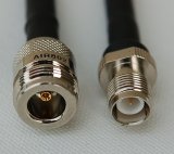 CA195 Black Antenna Cable, N Jack-Female to RP-TNC Jack-Female, 1 Foot (30.48 cm)