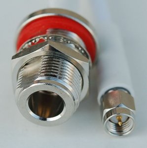 CA195 White Antenna Cable, N Jack-Female Bulkhead to SMA Plug-Male, 1 Foot (30.48 cm)