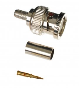 BNC Plug (Male) Crimp Connector for Cable Types: AIR802 CA195, RG58/141/142, Times Microwave's LMR195, Belden 8240/8219