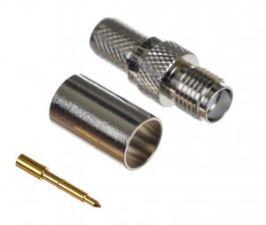 Reverse-Polarity (RP) SMA Female-Jack Crimp Connector for Cable Types: RG8X, AIR802 CA240, Times Microwave LMR240, Belden 9258 and Equivalent Size Cables