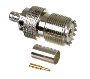 UHF Jack-Female (SO-239) Crimp Connector for Cable Types: RG8X, AIR802 CA240, Times Microwave LMR240, Belden 9258 and Equivalent Size Cables