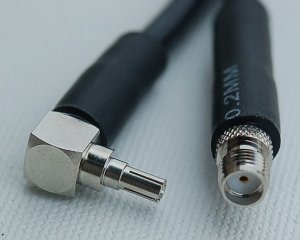 CA195 Black Antenna Cable, CRC9 (Huawei) Right Angle Plug-Male to SMA Jack-Female, 5 Feet (1.52 m)